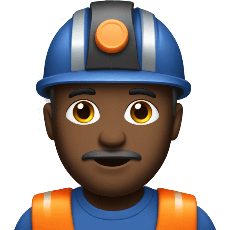 Coal miner wearing orange and blue emoji