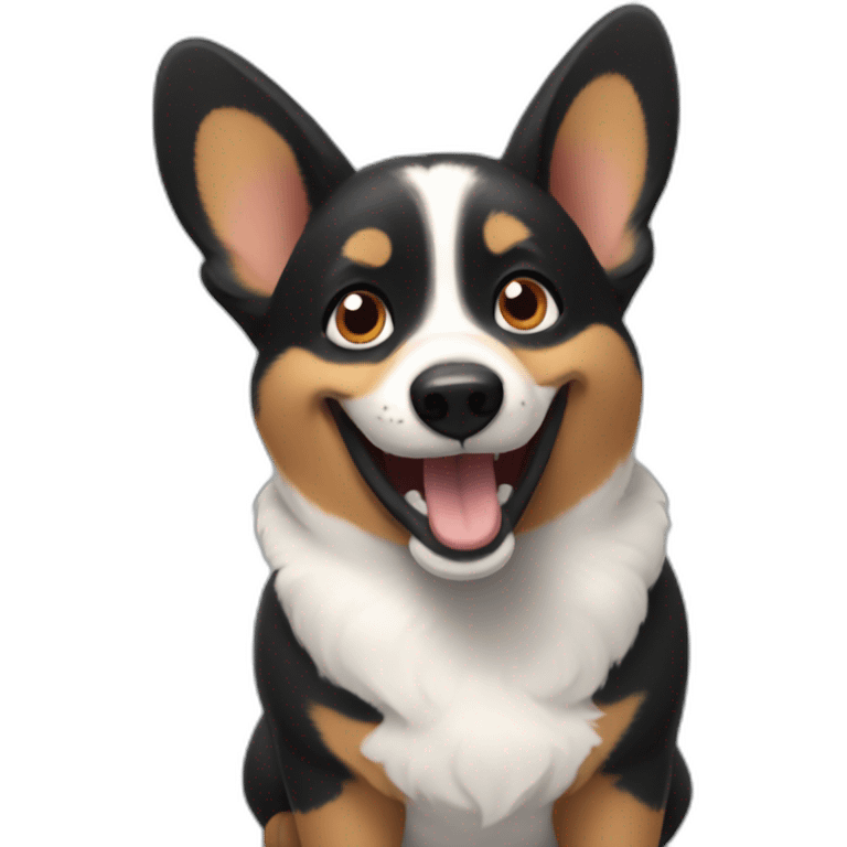 Black corgi Pixar style show teeth emoji