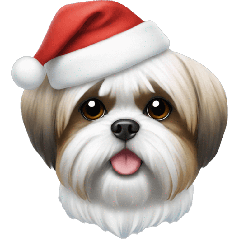 Shih tzu with a Santa hat emoji