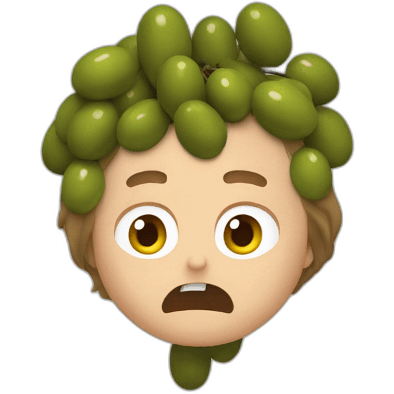 Olives falling over a scared white guywith brown hair emoji