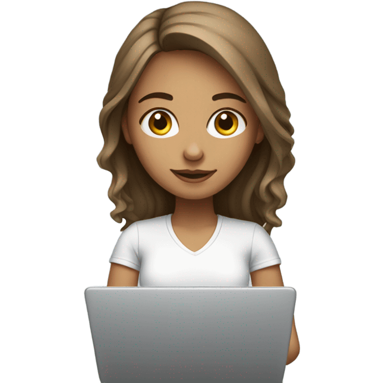 White and brown hair girl working with lap top emoji