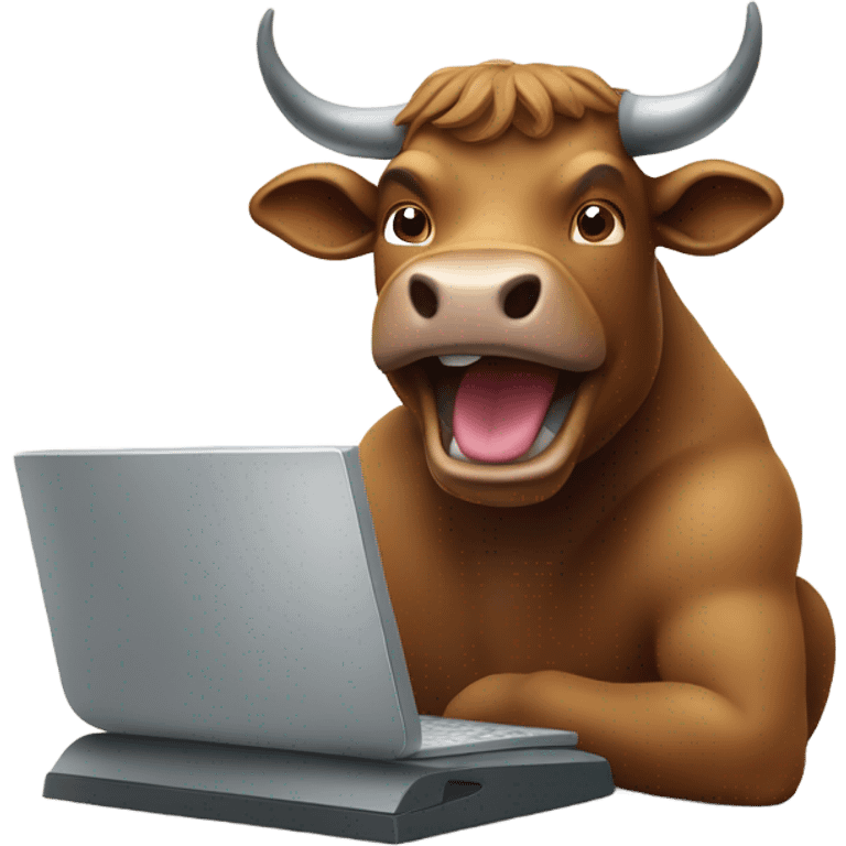 smiling bull using computer emoji