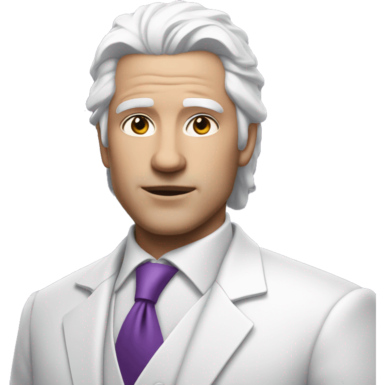 man with white hair and purple eyes, wearing a white suite emoji