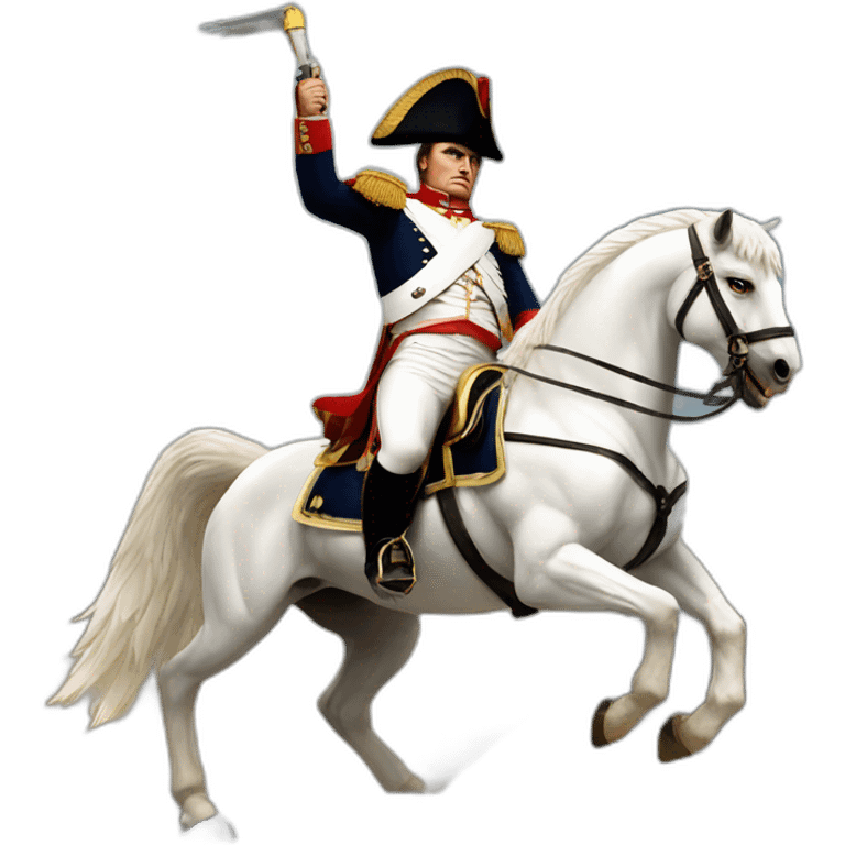 serious angry napoleon on white horse hold a golden eagle emoji