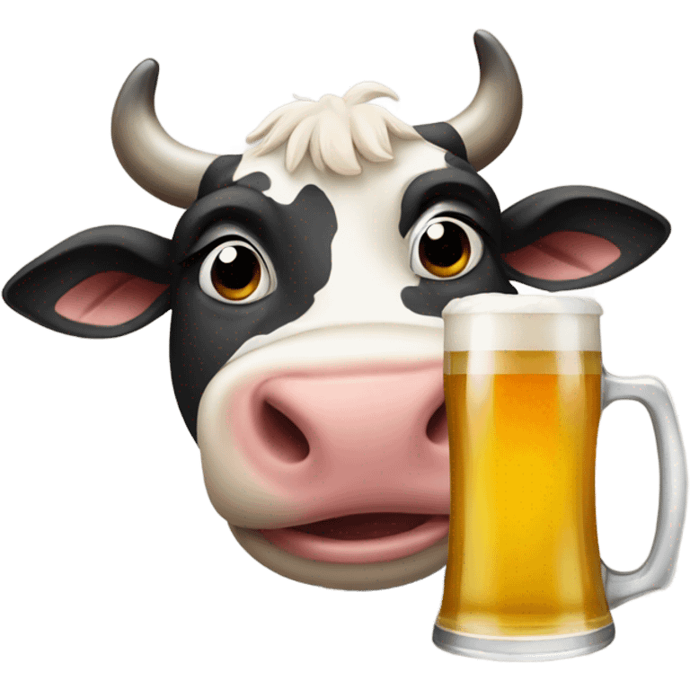 Cow with beer emoji