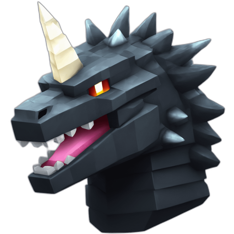 Minecraft Black Godzilla Head With Diamond Unicorn Horn emoji