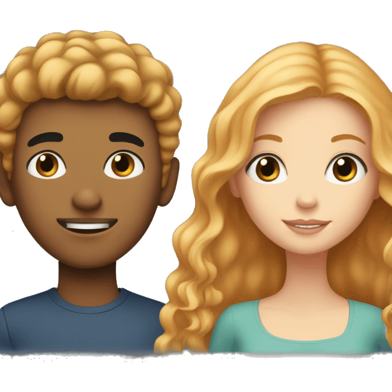 Strawberry blonde girl with a black haired boy emoji