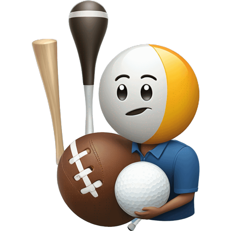 football player with bowling ball and golf club emoji