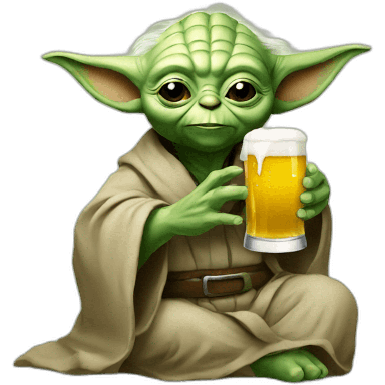 Yoda drinking a beer emoji