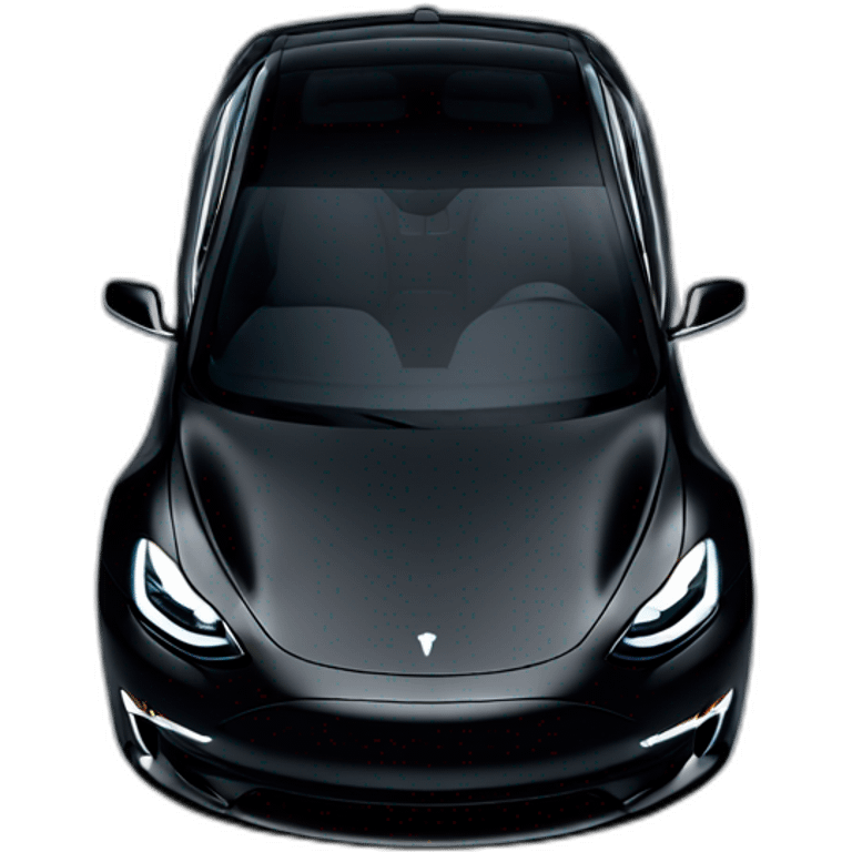 black Tesla Model 3 lights on viewed from front emoji