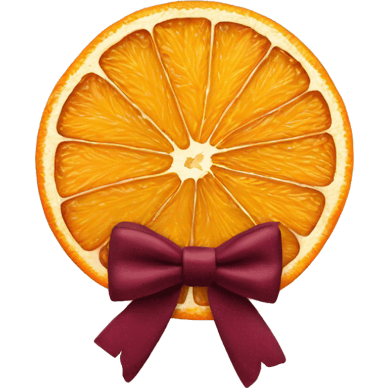 dried orange slice with a burgundy bow emoji