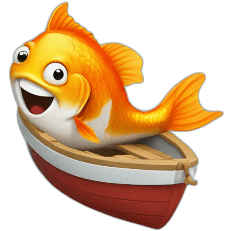 a goldfish in a boat laughing emoji