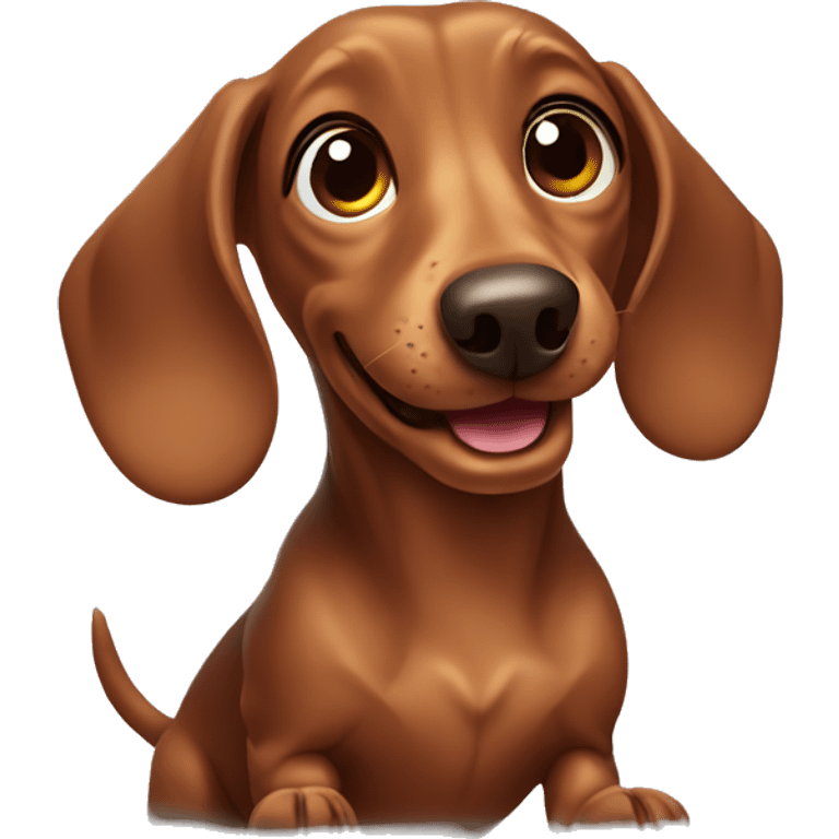 brown dachshund playing emoji