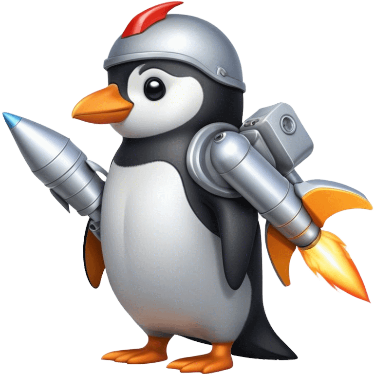 Mechanic Penguin with Rocket Booster on the back emoji