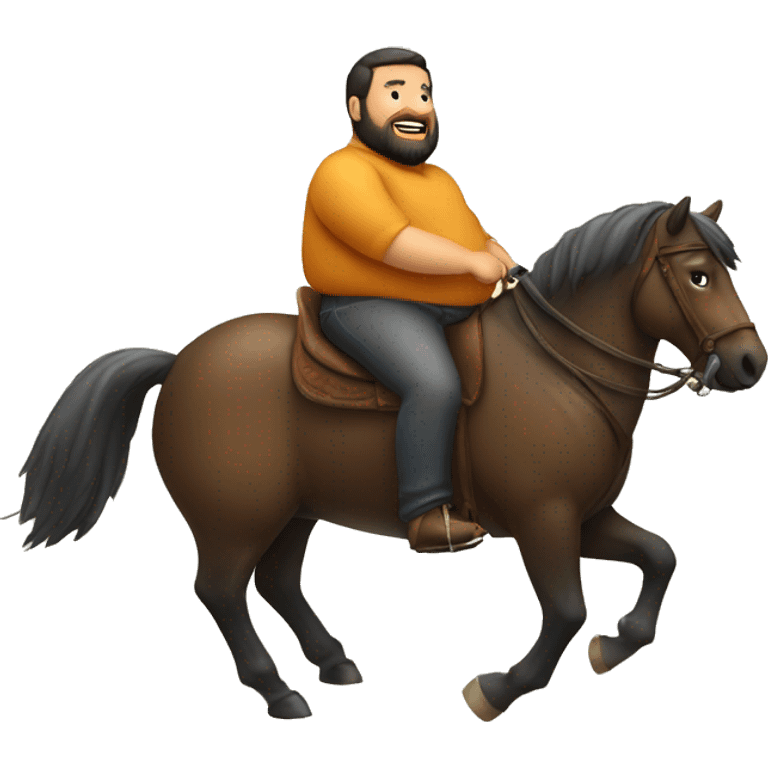 Fat man with beard riding horse emoji