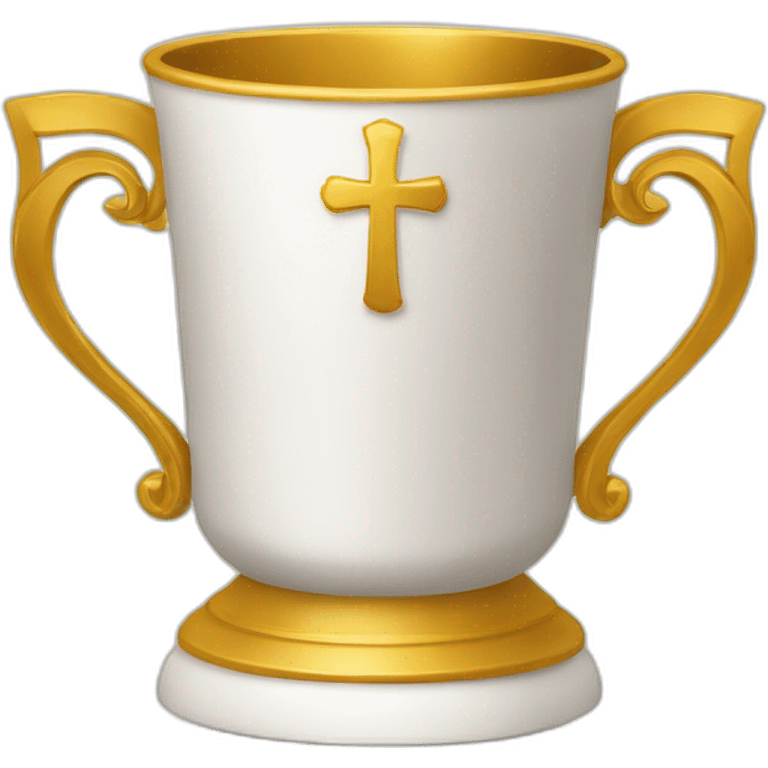 royal empty Christian cup for the winner with a cross on royal background emoji