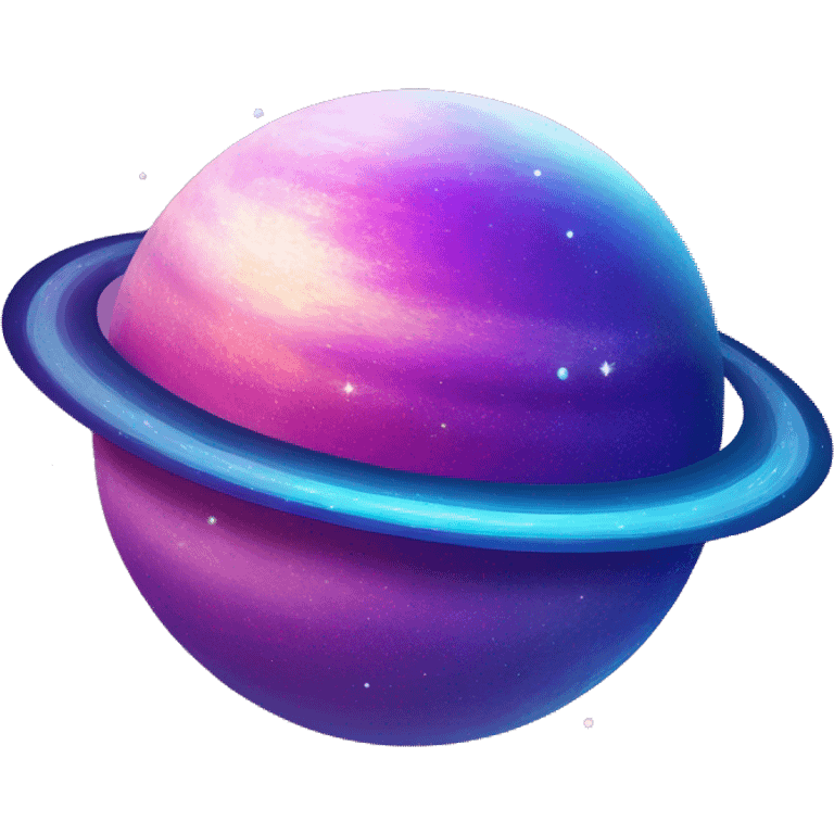 sparkly glittery blue purple and pink gradient planet with a cheesy saturn ring emoji