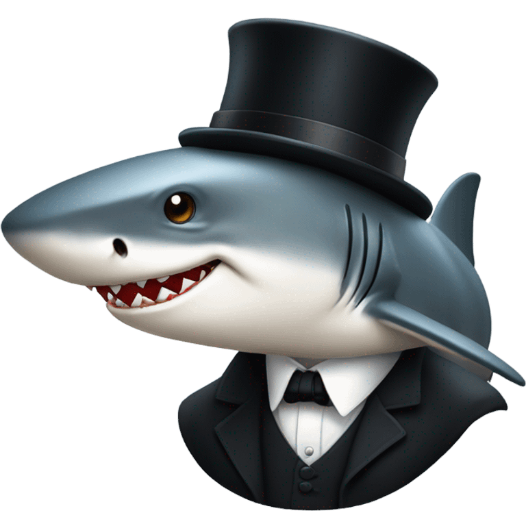 Shark with a top hat emoji