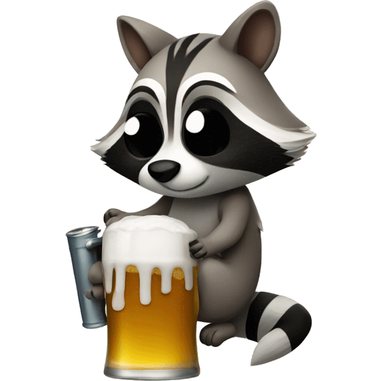 Raccoon drinking a beer emoji