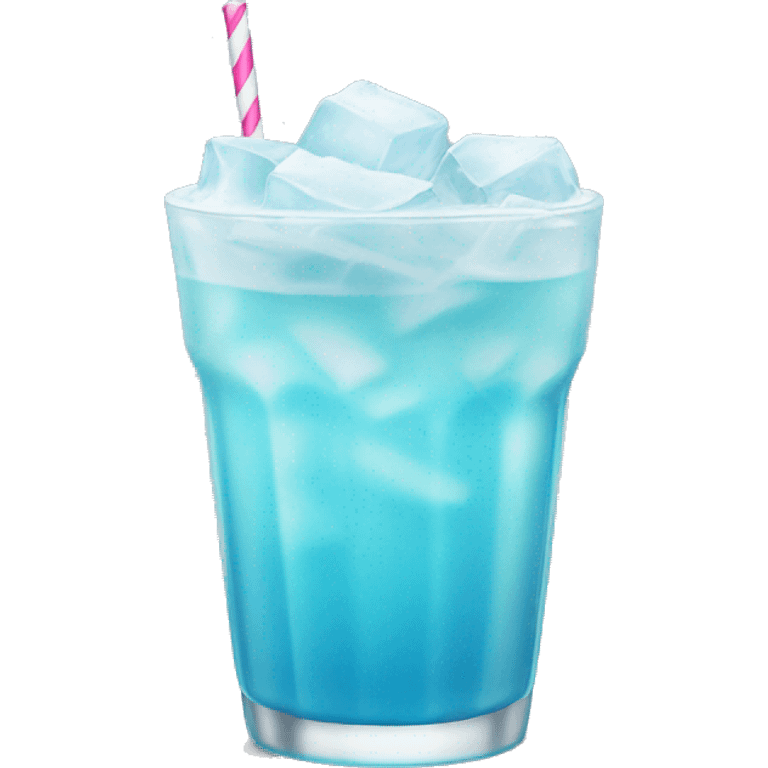 pastel blue drink with lots of ice and frosted glass emoji