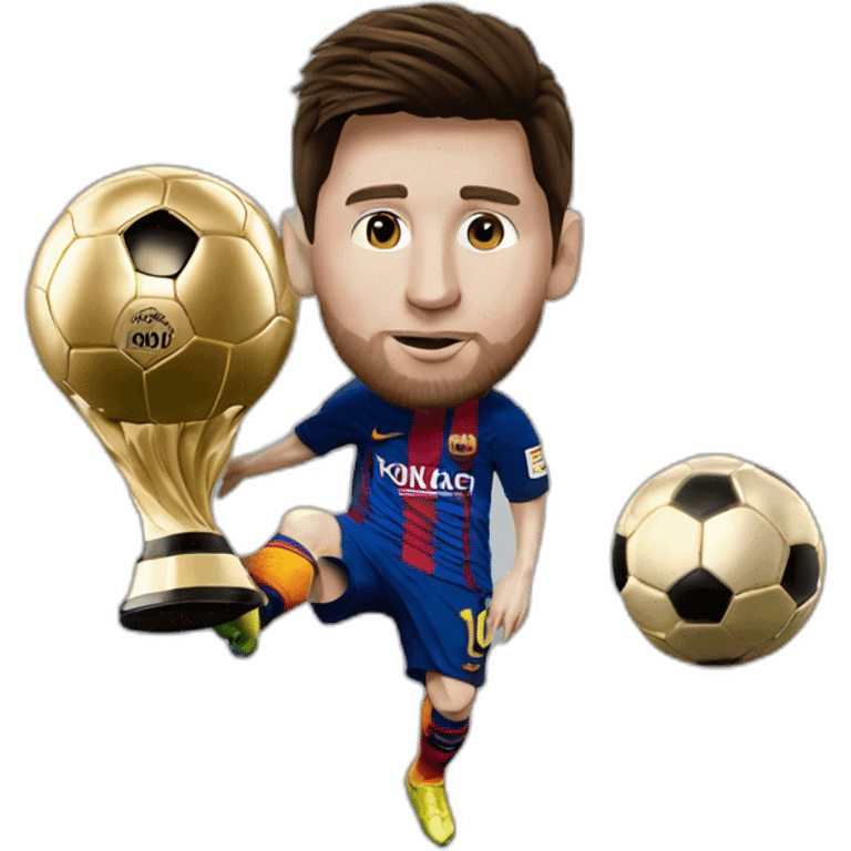 Lionel Messi carying ballon d'or emoji