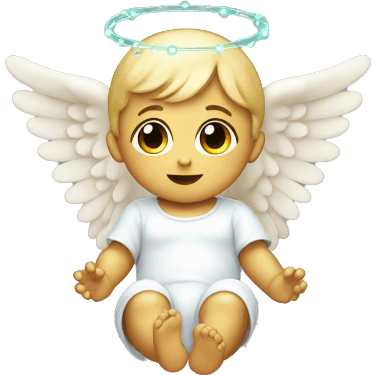 a baby angel with a halo that looks like virtual coding emoji