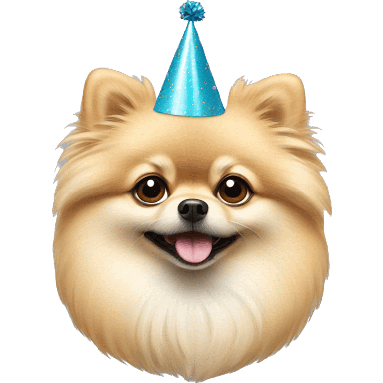 Creme pomeranian With party hat  emoji