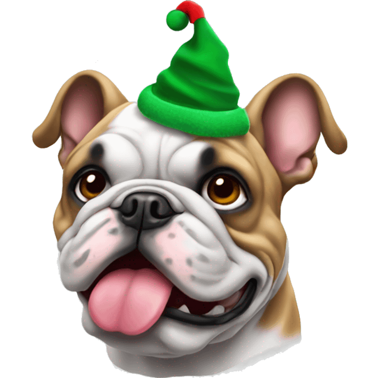 France bulldog with Christmas hat emoji