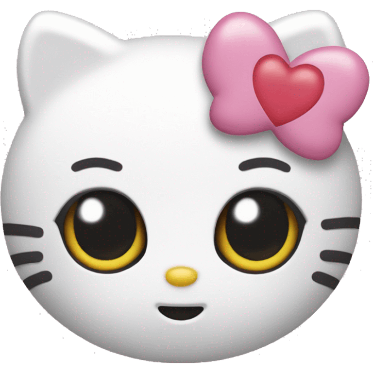 hello kitty with pink heart eyes emoji