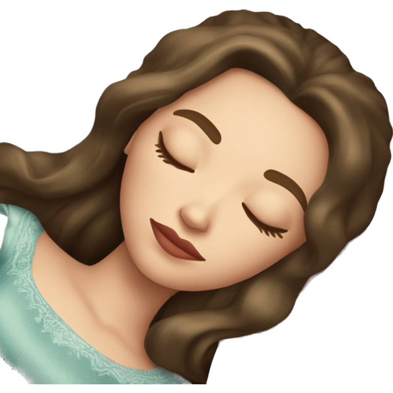 sleeping beauty brunette white girl with a silk pillow emoji