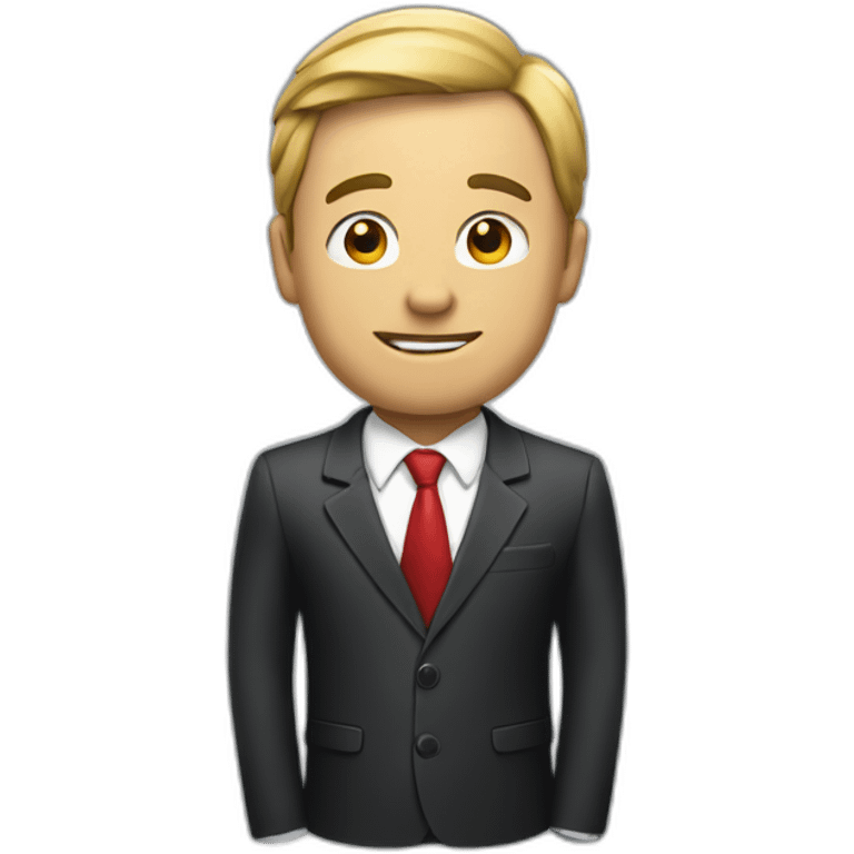 Man in classic suit with YouTube head emoji