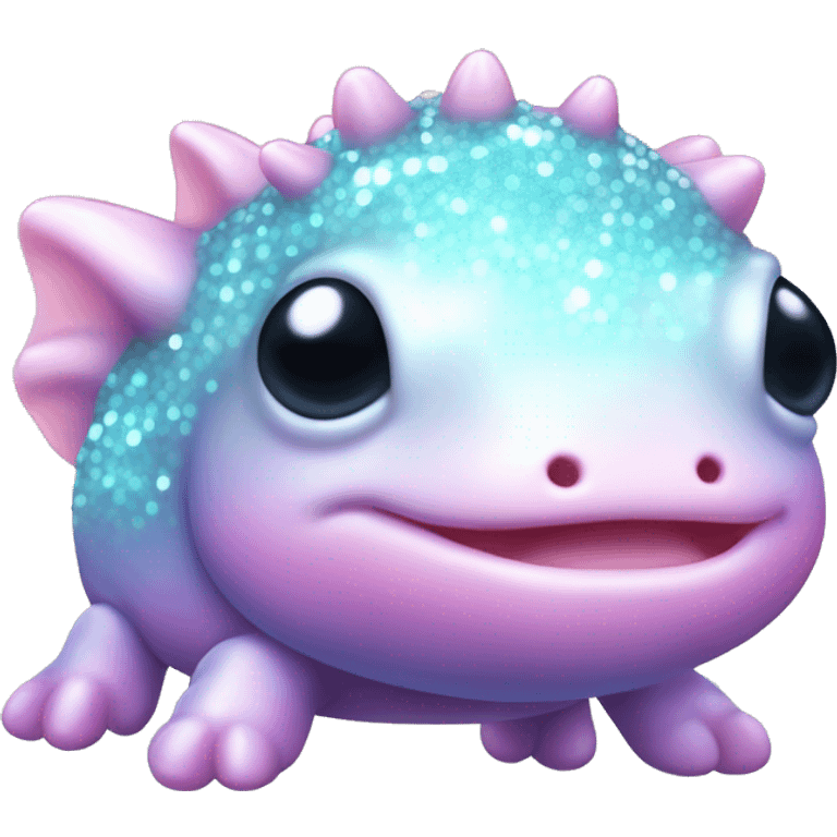 Sparkly glossy Pastel iridescent glass axolotl emoji