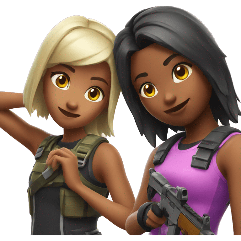 Three girls playing fortnite emoji