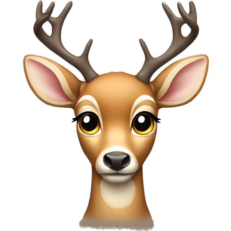 A deer with big eyes and a bow on it’s ear emoji