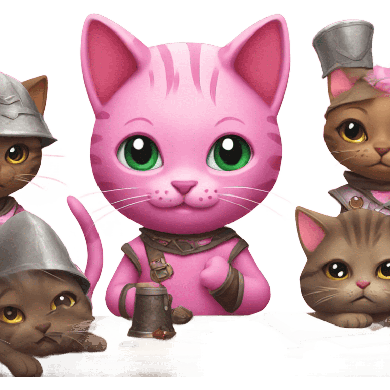 Pink cats playing dnd emoji