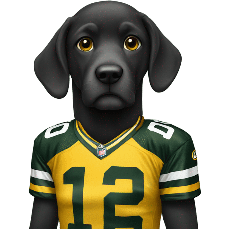 Black doodle wearing Green Bay packers jersey emoji