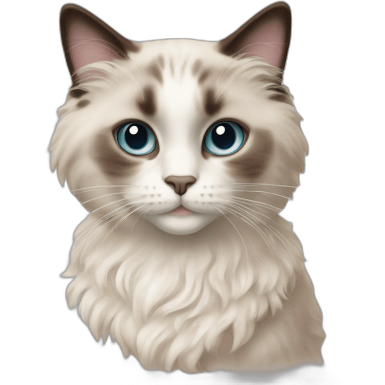 Ragdoll cat with curly girl emoji