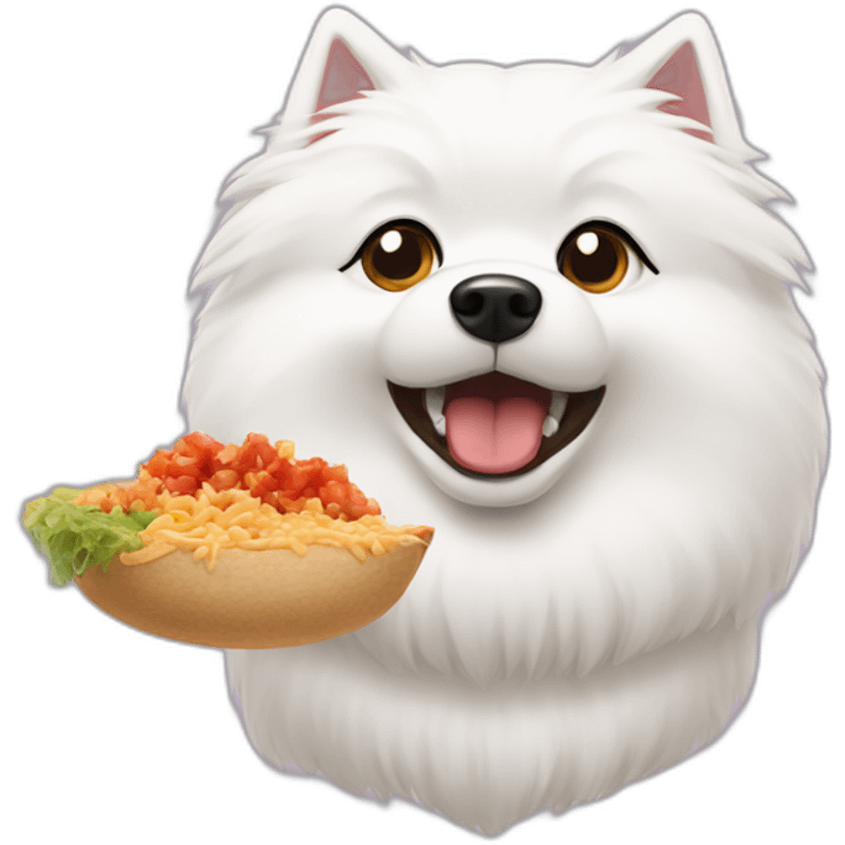 japanese spitz eat some food very angry emoji