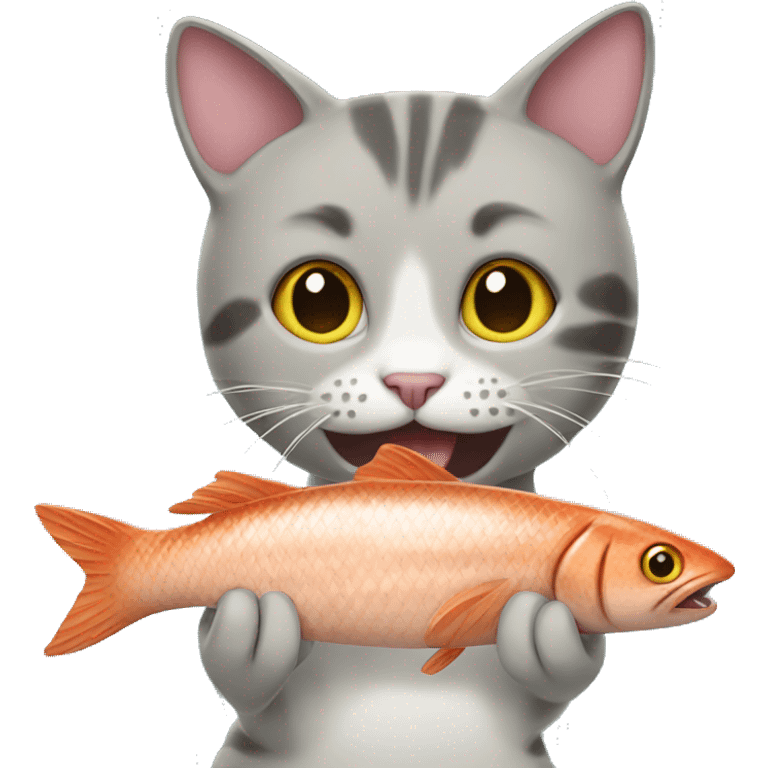 cat eating a fish emoji