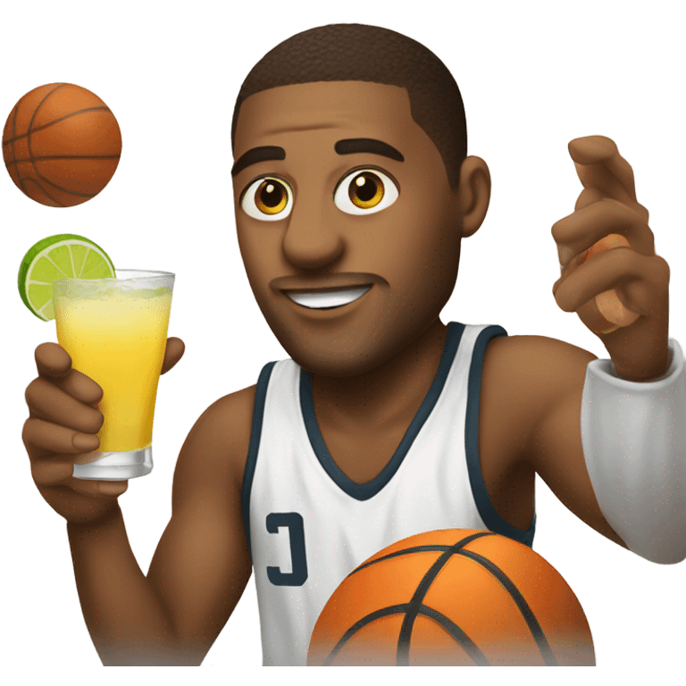 Young man coaching basketball drinking a margarita  emoji