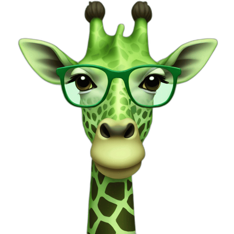 Green giraffe with glasses emoji