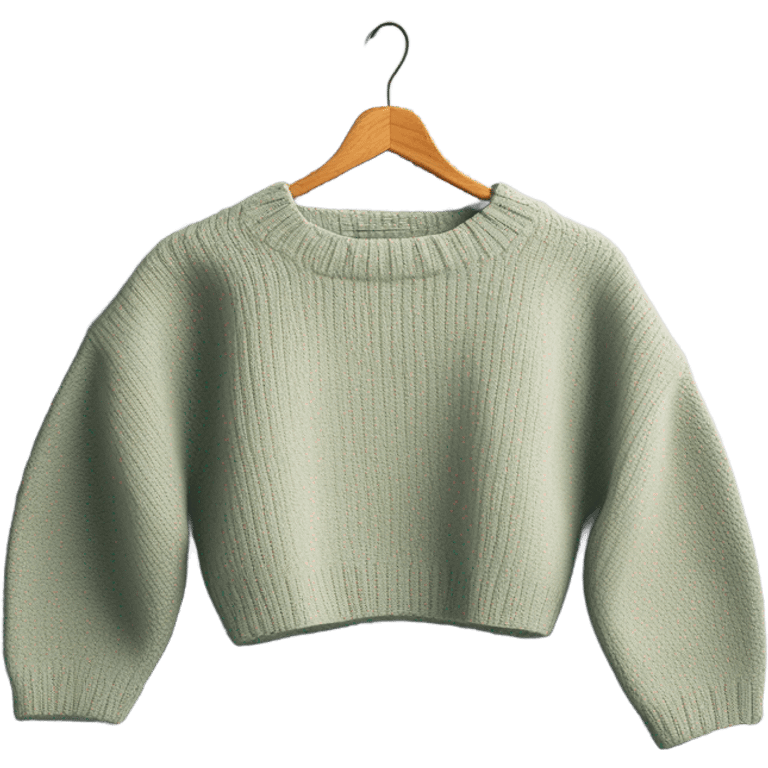 Sage and White cropped oversize wool sweater, isolated emoji