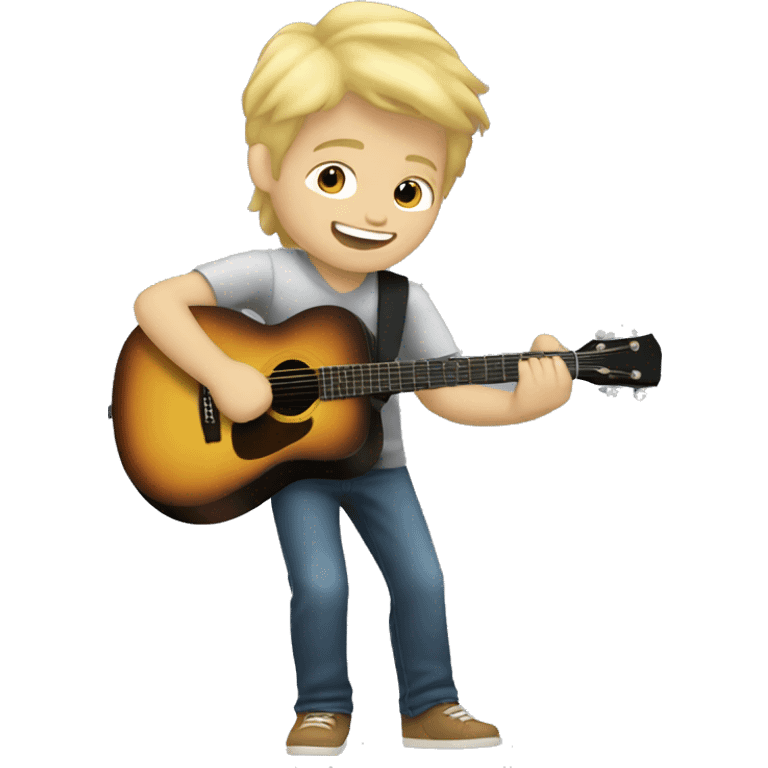 Blonde haired boy playing guitar emoji