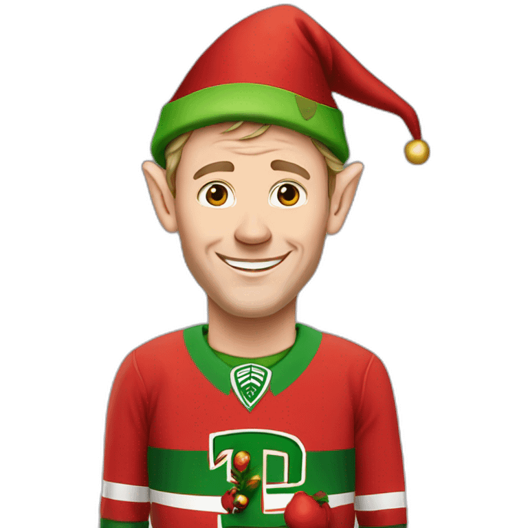 Jonathan Toews dressed as an elf emoji