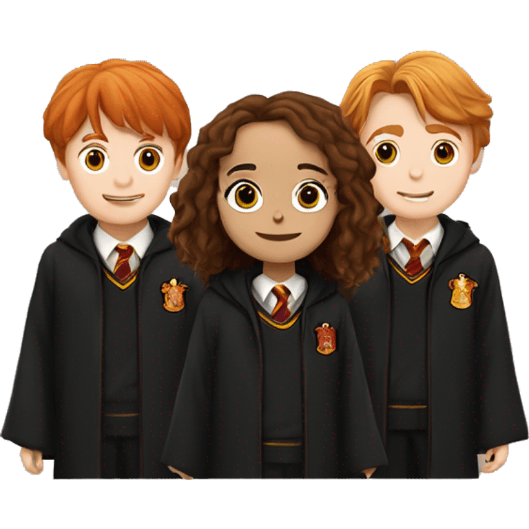 Harry Potter with Hermione Granger and Ron Weasley emoji