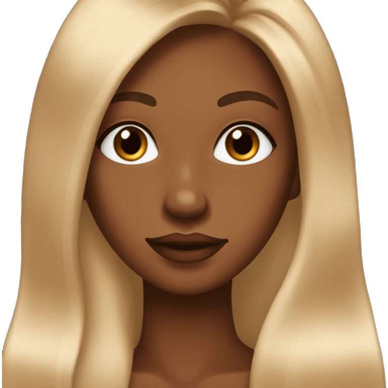 Make a girl with a copper coffee colored skin tone, mixed obv, with long 3b hair and with makeup on emoji