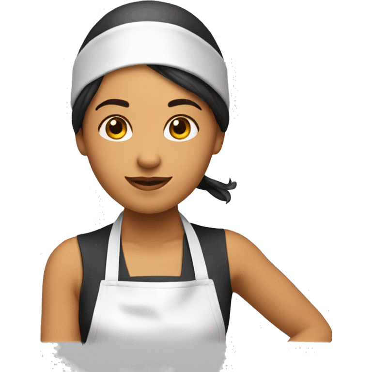 cocinera con cabello largo y gorro de chef emoji