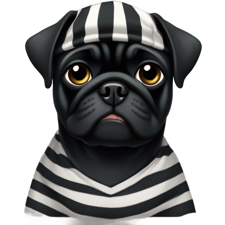 Black pug in prison clothes emoji