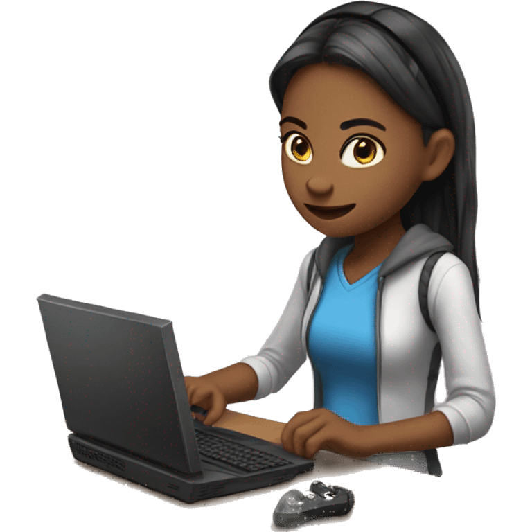 a gamer girl playing on computer emoji