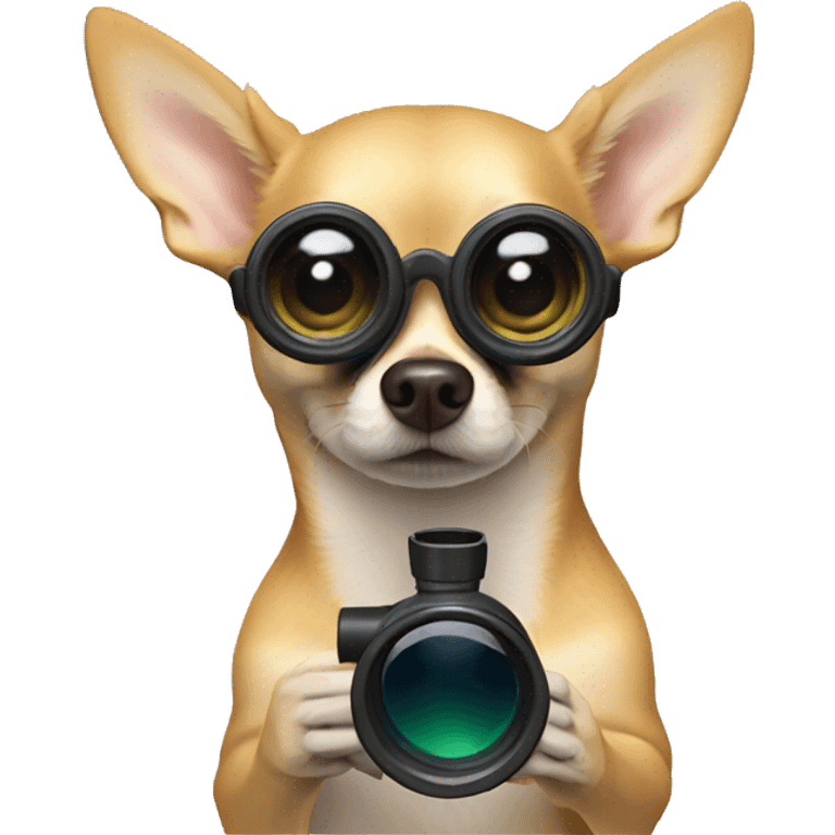 Chihuahua looking through binoculars emoji